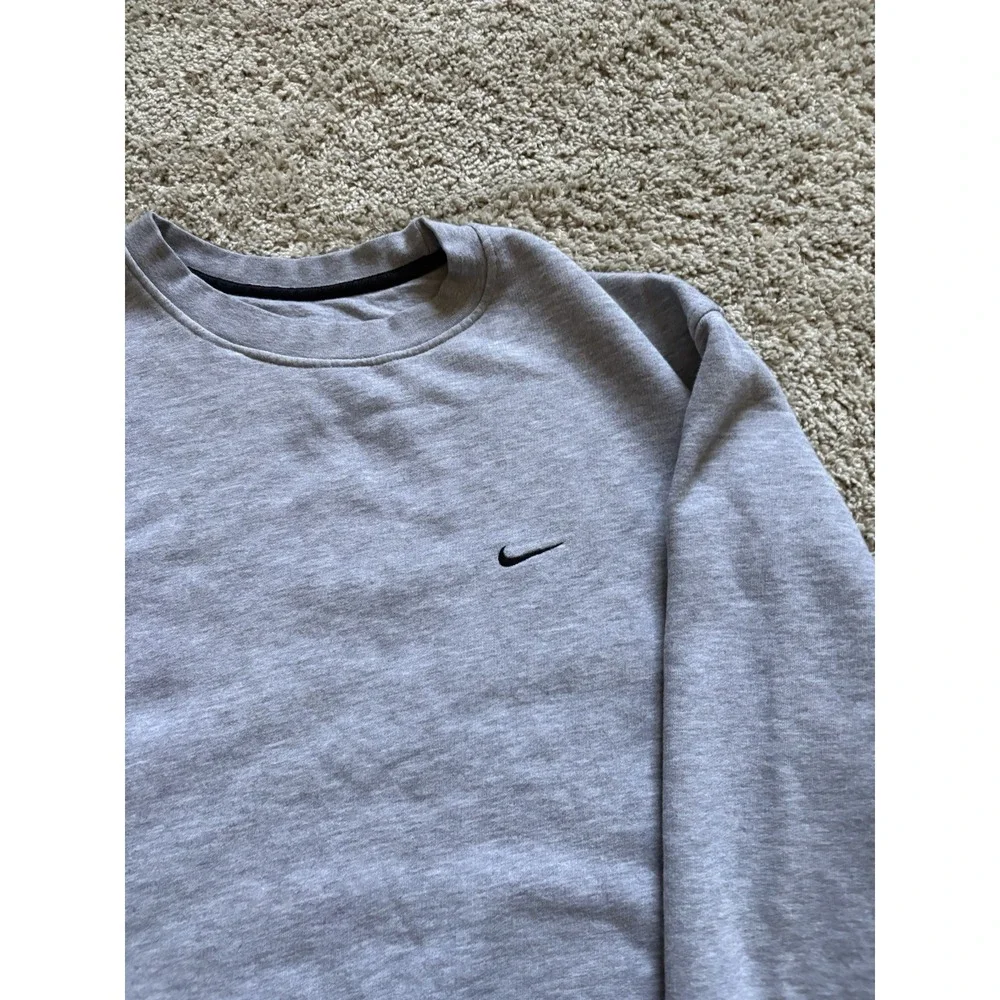 VINTAGE Nike Sweatshirt Mens Large Gray‎ Mini Swoosh Crewneck Essential 90s Y2K